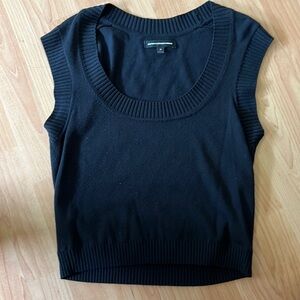 Express Design Studio Black Crop Sweater Vest Ribbed Trim Pullover Women M